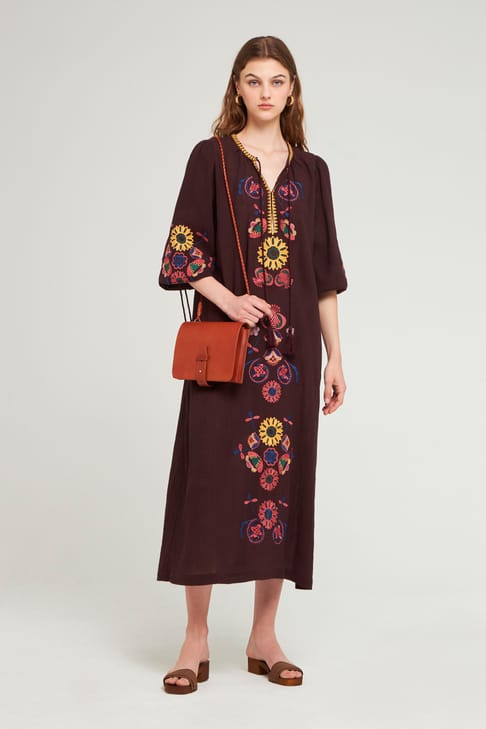 Antikbatik Vestido largo bordado Magoo