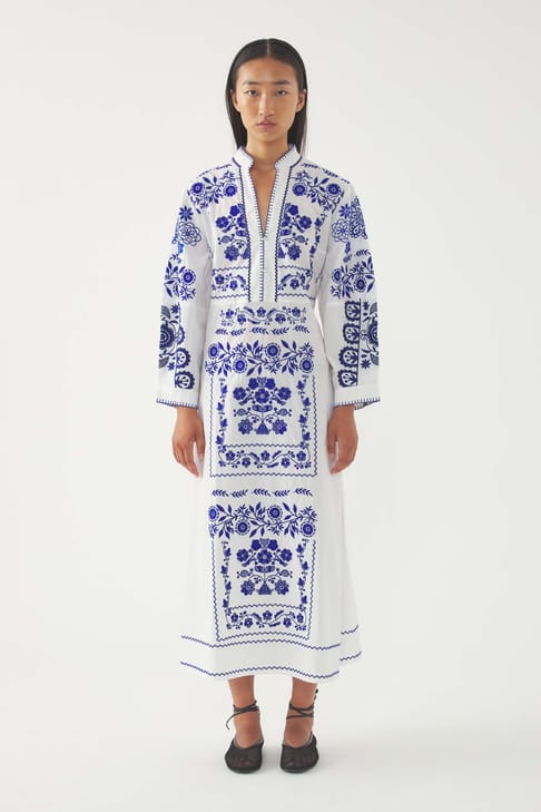 Antikbatik Robe longue brodée Mamie