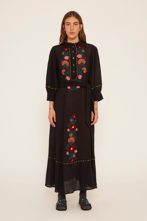Antikbatik Mathilde embroidered maxi dress 