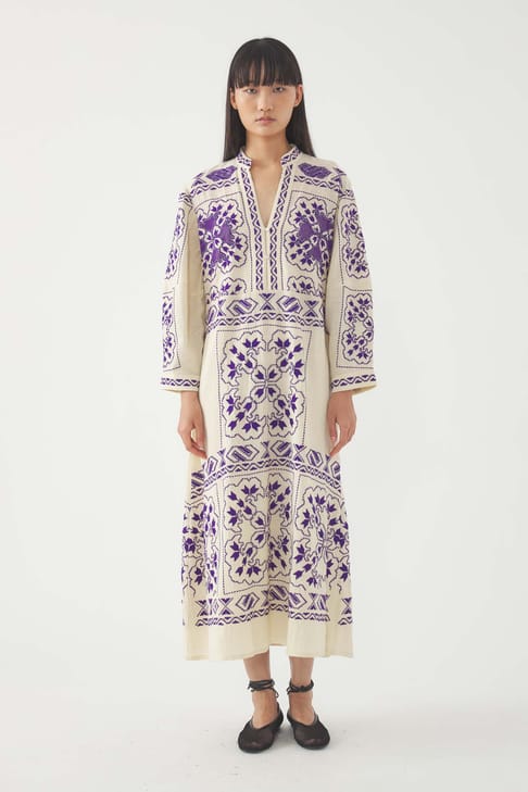 Antikbatik Robe longue brodée Milos