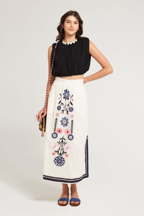 Antikbatik Falda larga bordada Pami