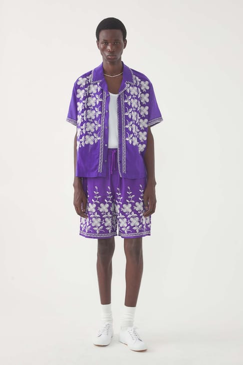 Antikbatik Short brodé Suzane