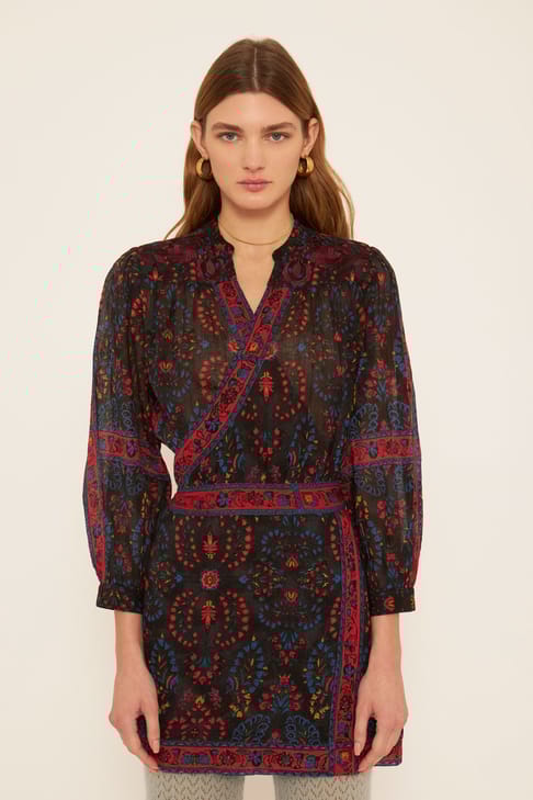 Antikbatik Robe portefeuille brodée Tamir