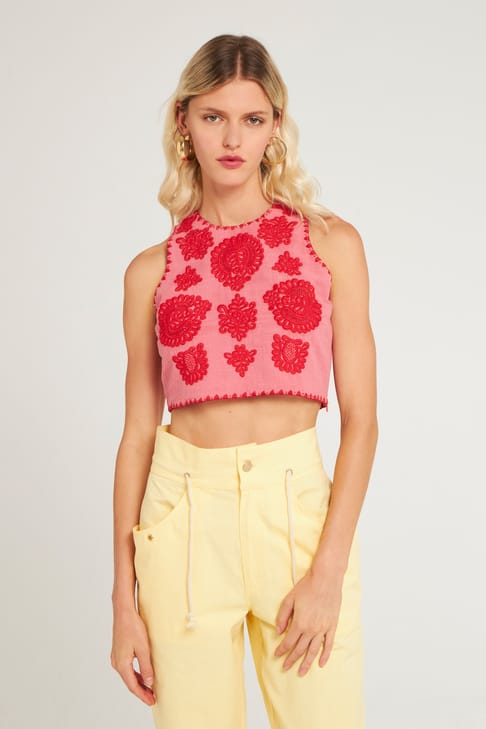 Antikbatik Top bordado Tiki