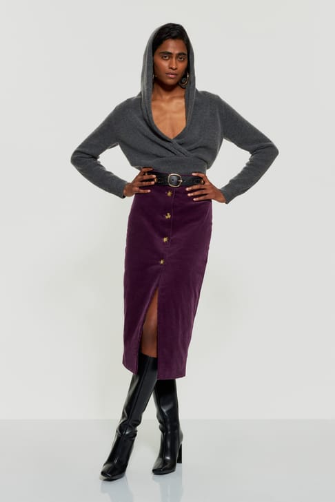 Antikbatik Tilda velvet midi skirt