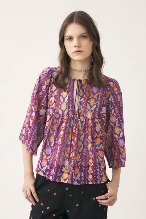 Antikbatik Blouse en résille Zandra 