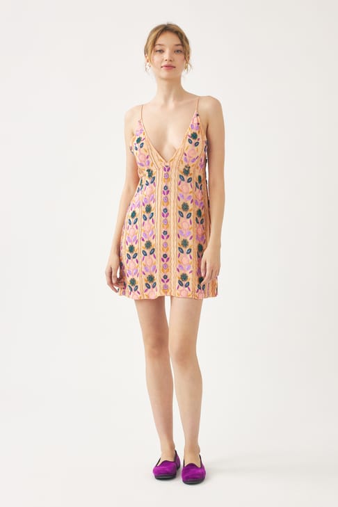 Antikbatik Hand-embroidered mini dress Zeniba