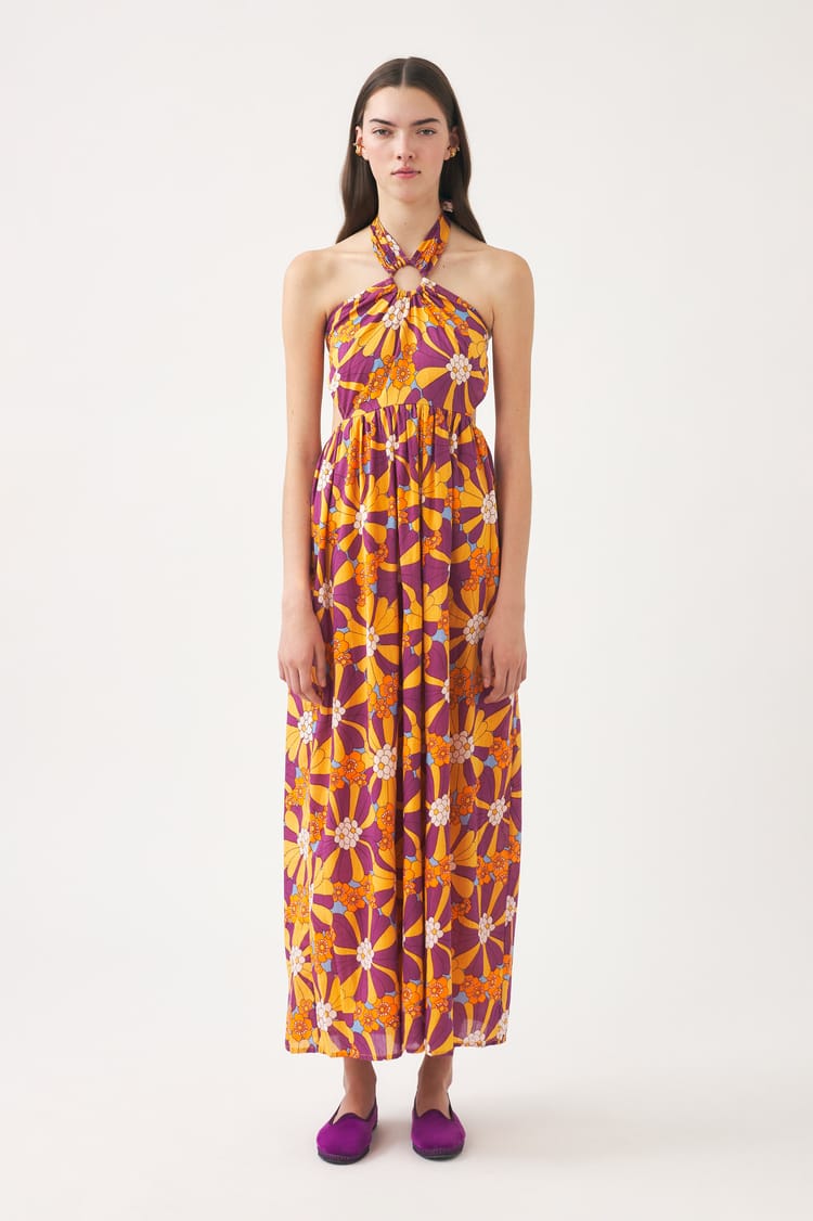 antik batik Robe longue orange