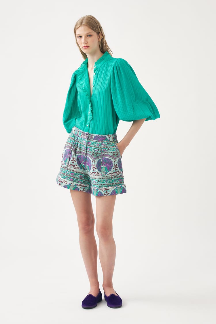 antik batik Blouse bleue en crêpe de Coton