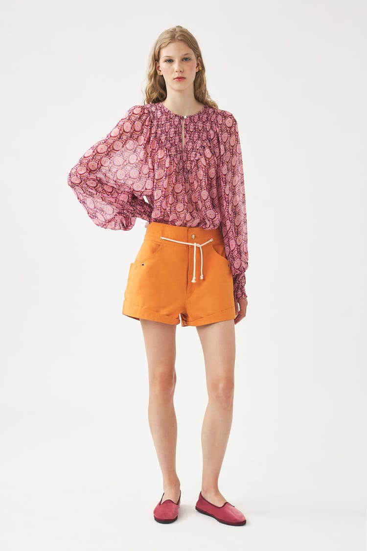 antik batik Blouse fluide rose en mousseline de viscose aérienne