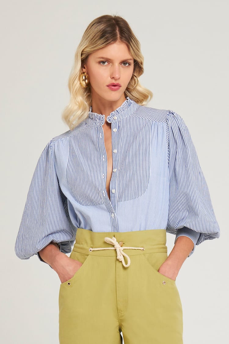 antik batik Blouse rayée bleue