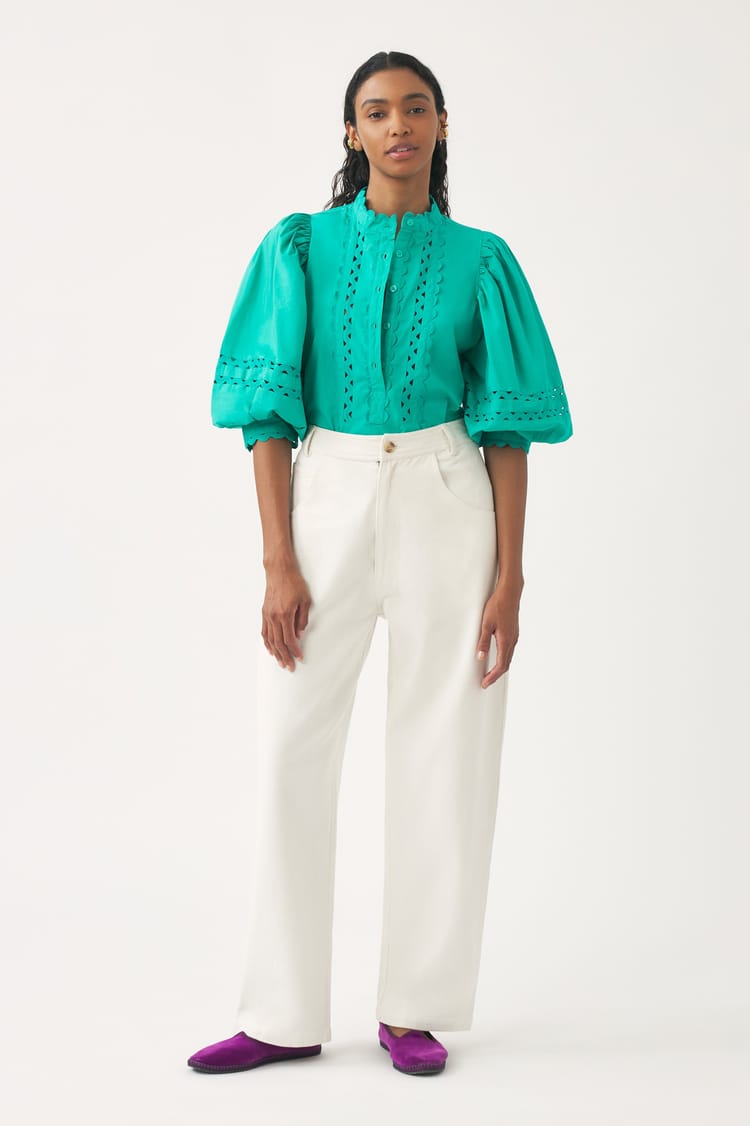 antik batik Blouse bleue d'inspiration victorienne