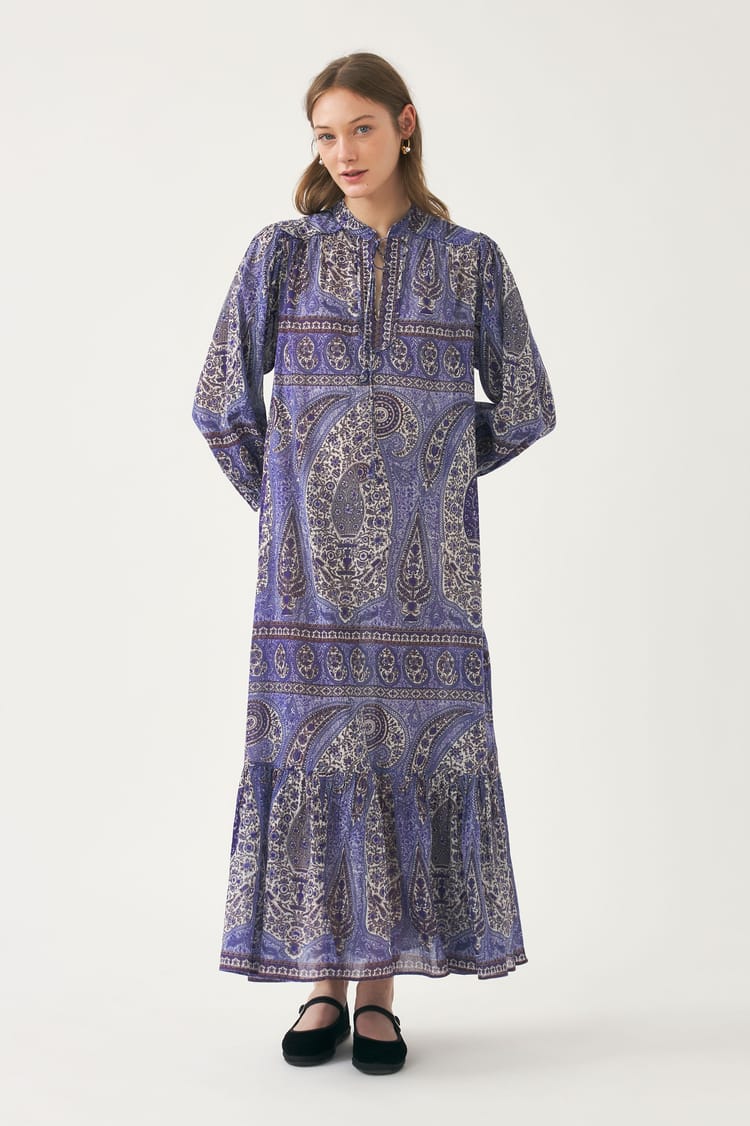 antik batik Robe longue imprimée bohème en coton