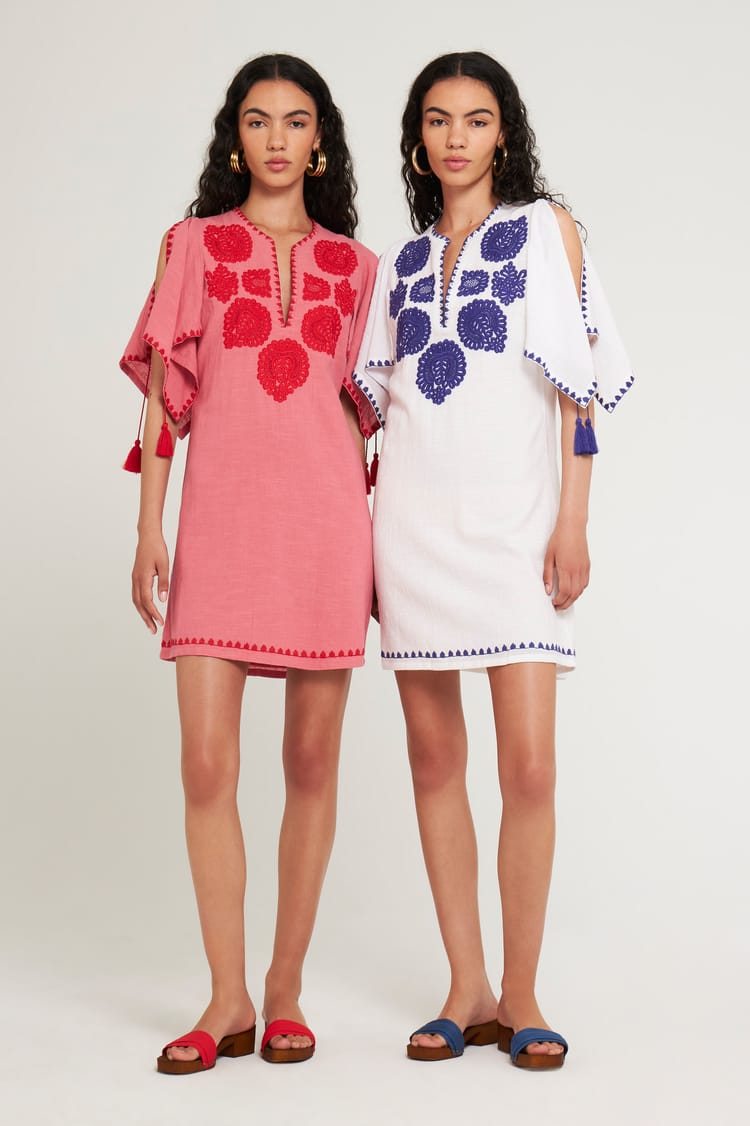 antik batik Robe courte blanche en Coton