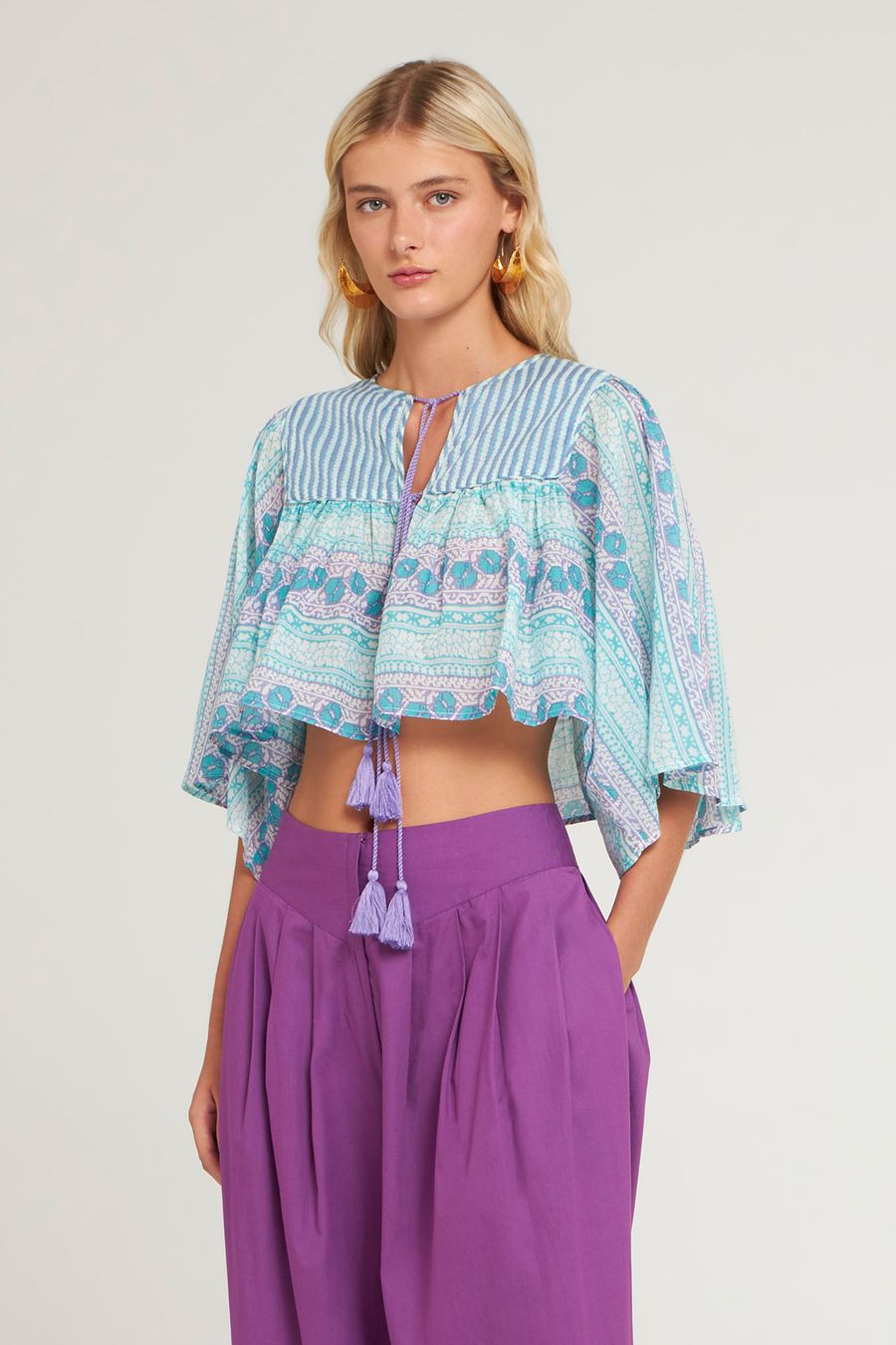 Antikbatik Crop-top imprimé Amelie