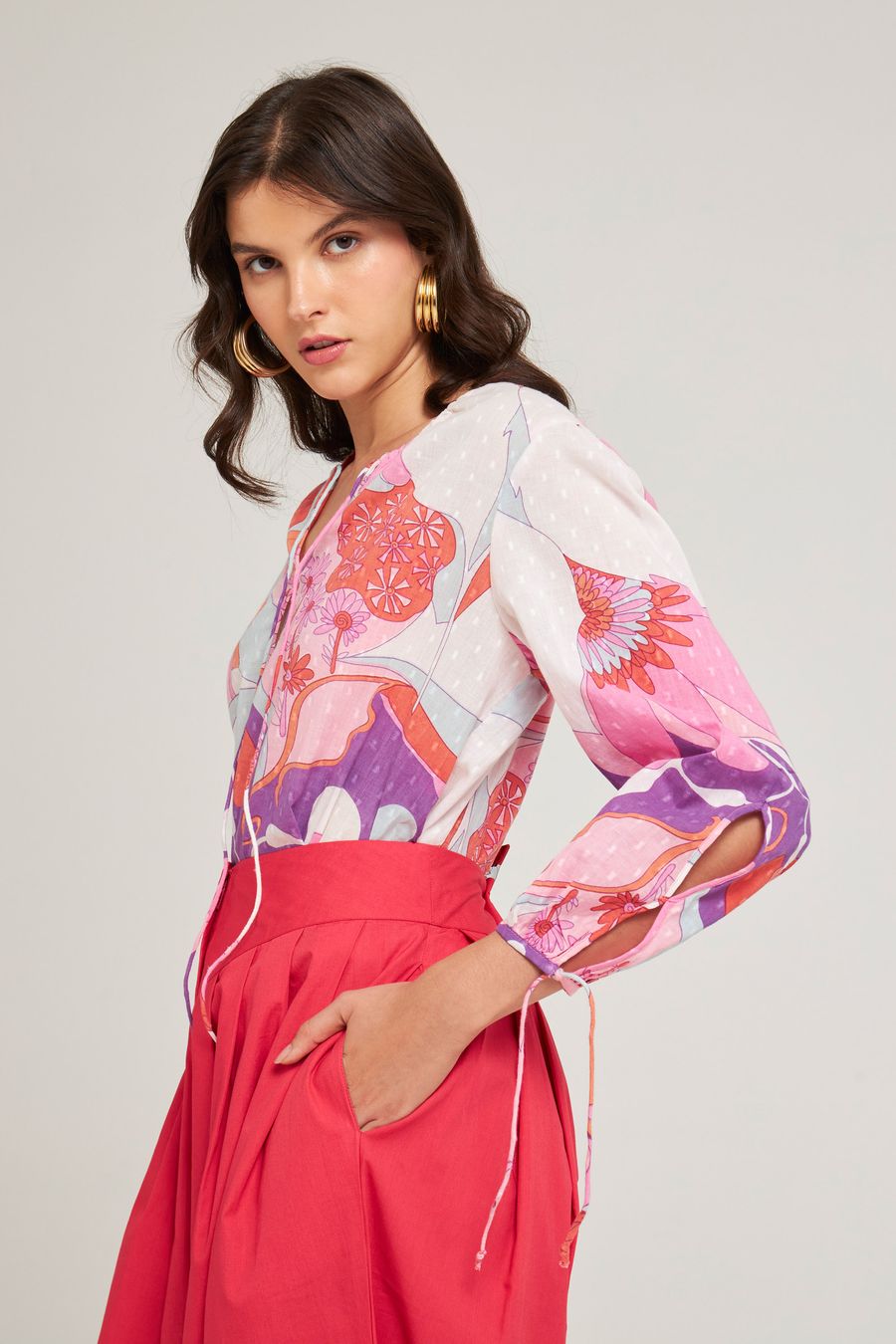 Antikbatik Blouse plumetis imprimée Bahia