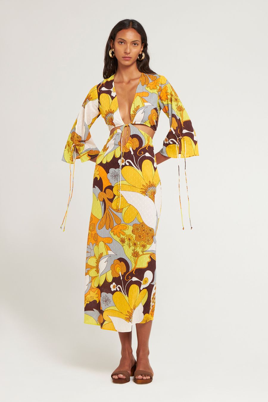 Antikbatik Bahia plumetis print cut-out dress