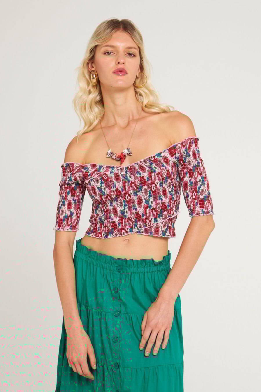 Antikbatik Top croisé Blossom