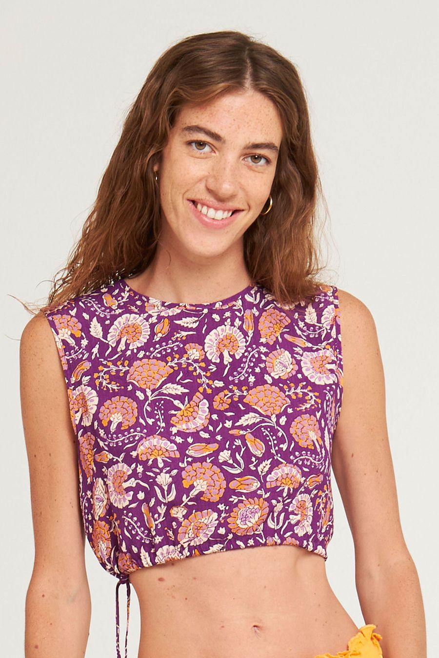 Antikbatik Bedrucktes Crop-Top Dandy