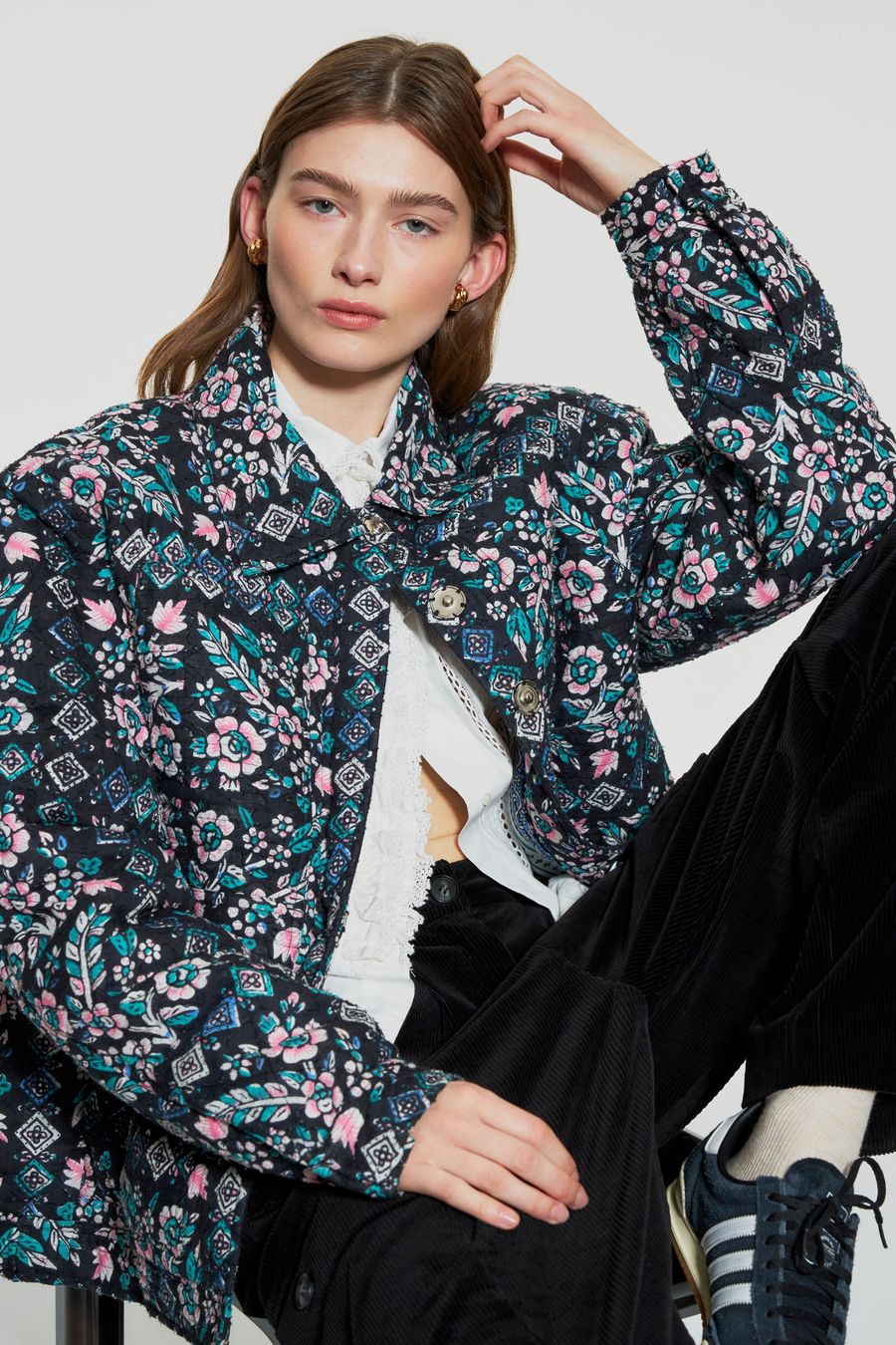 Antikbatik Flora quilted print jacket