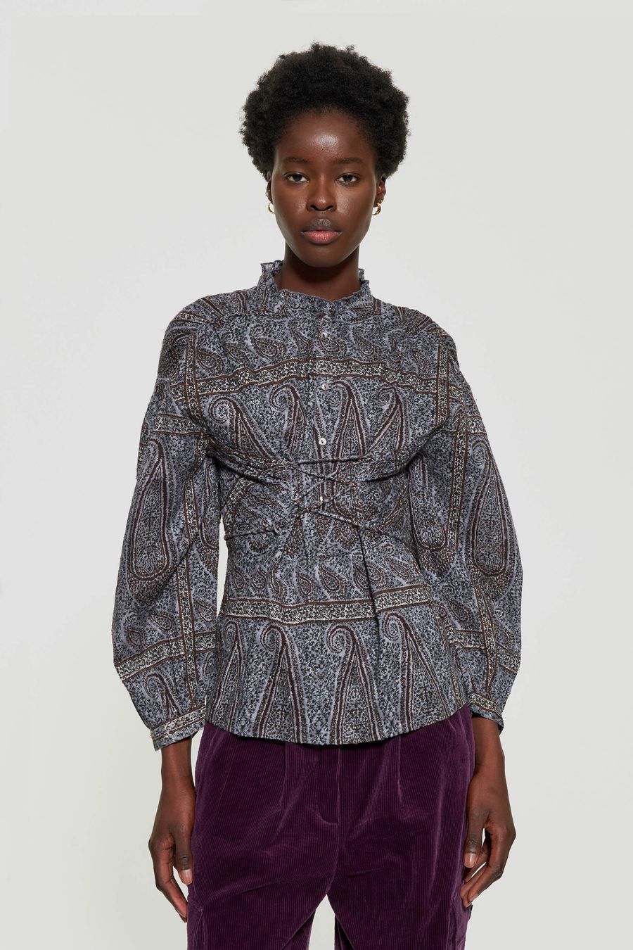 Antikbatik Bluse in Korsettoptik Hida