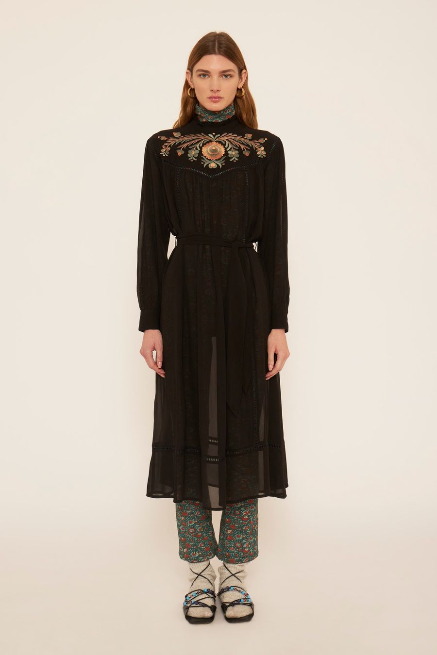 Antikbatik Robe longue brodée Igor