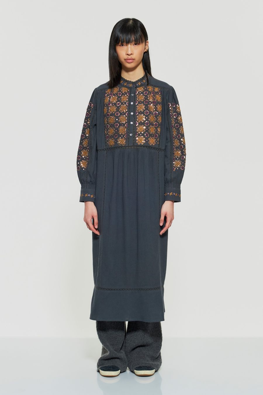 Antikbatik Joana sequin-embroidered maxi dress