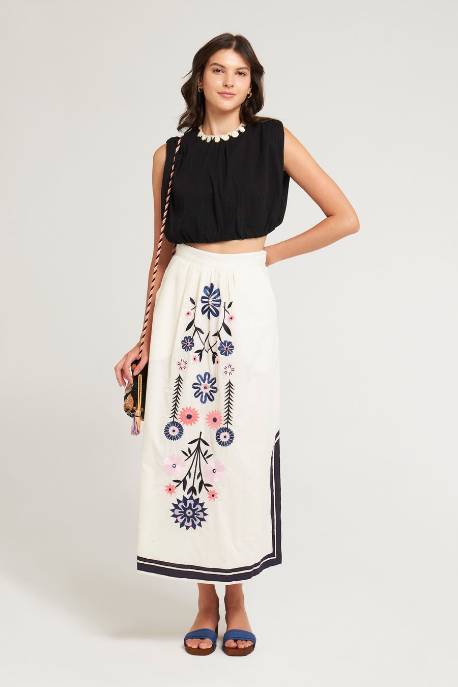 Antikbatik Pami embroidered maxi skirt