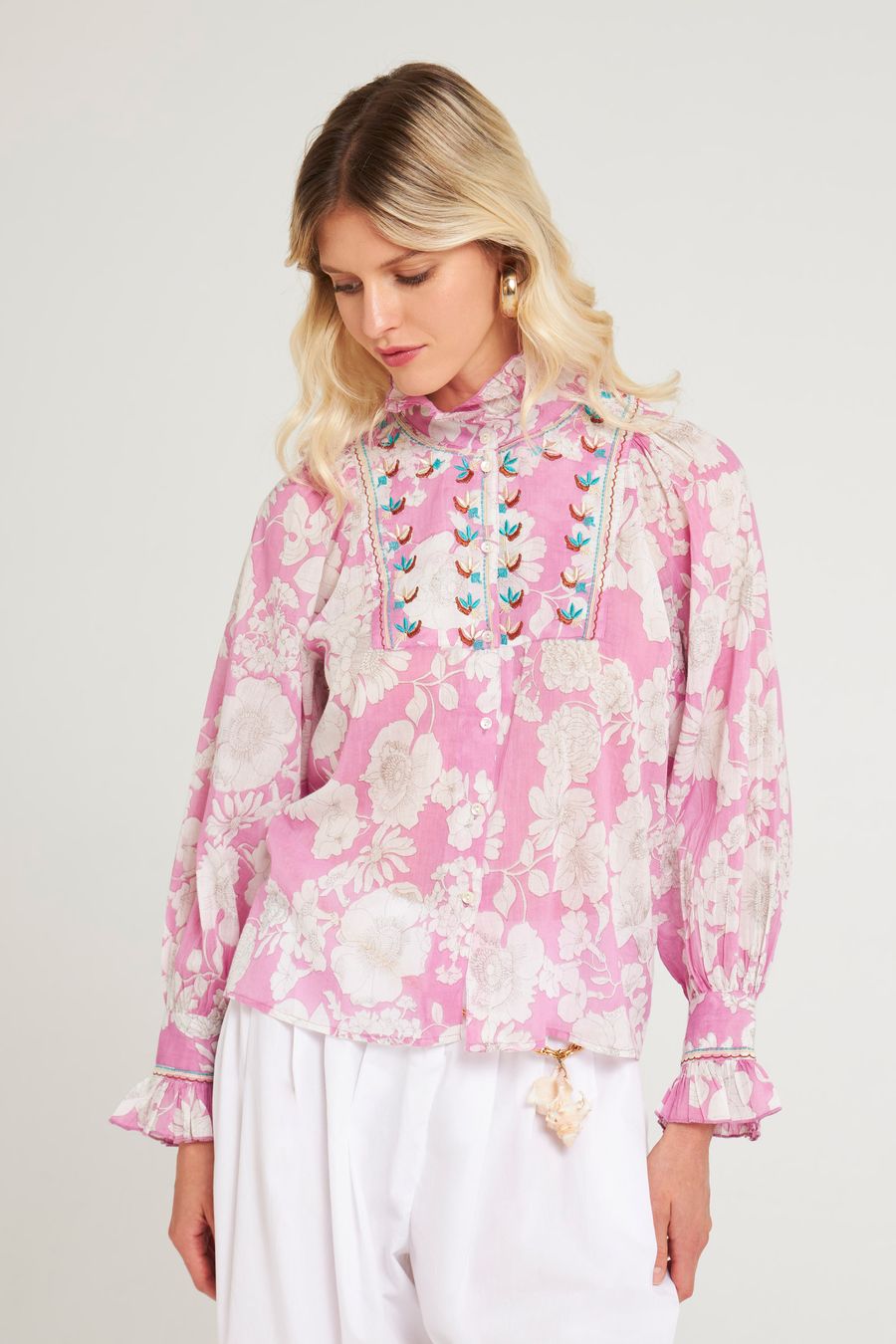 Antikbatik Blouse brodée Peony