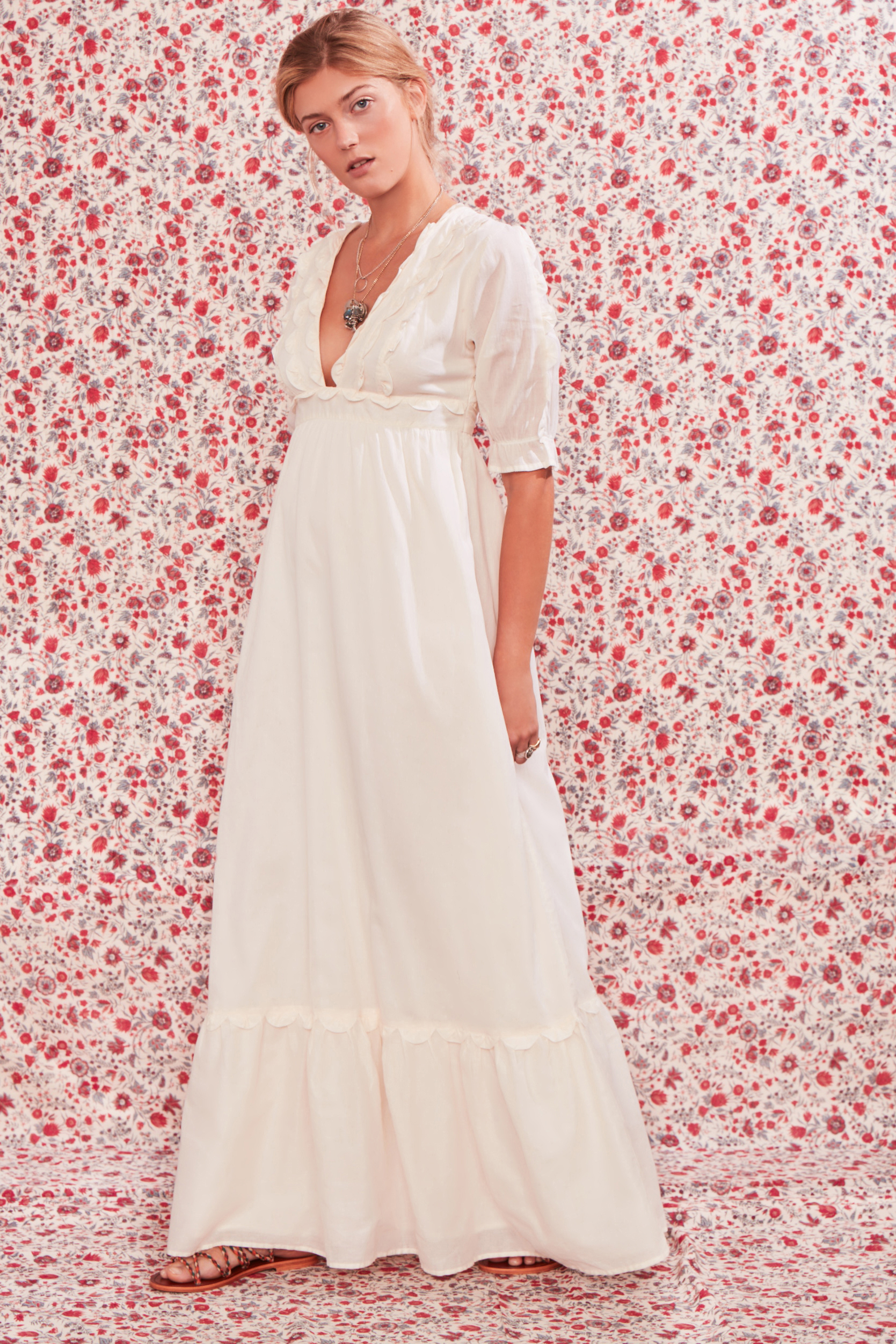 cream color long dress