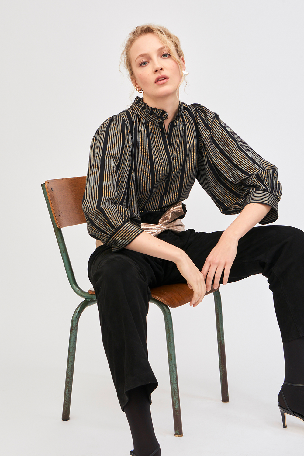 Blouse victorienne à rayures dorées Meeti - Antik Batik (photo) Blouse victorienne à rayures dorées Meeti - Antik Batik (photo)