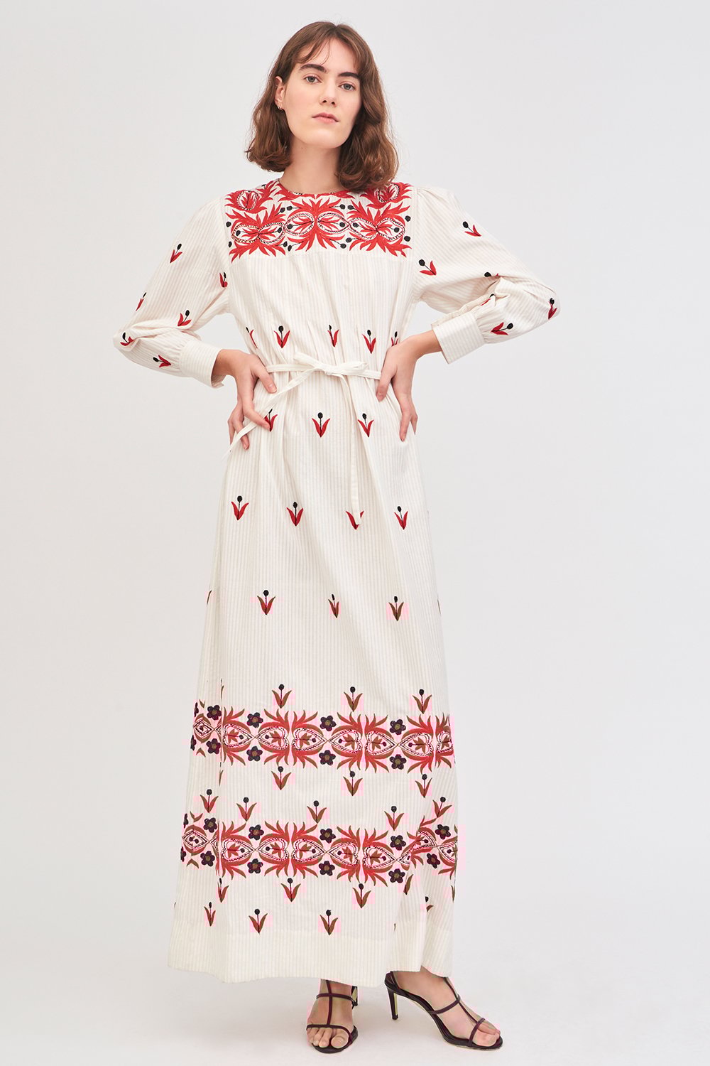 Robe longue brodée Mexi - Crème - Antik Batik (photo) Robe longue brodée Mexi - Crème - Antik Batik (photo)