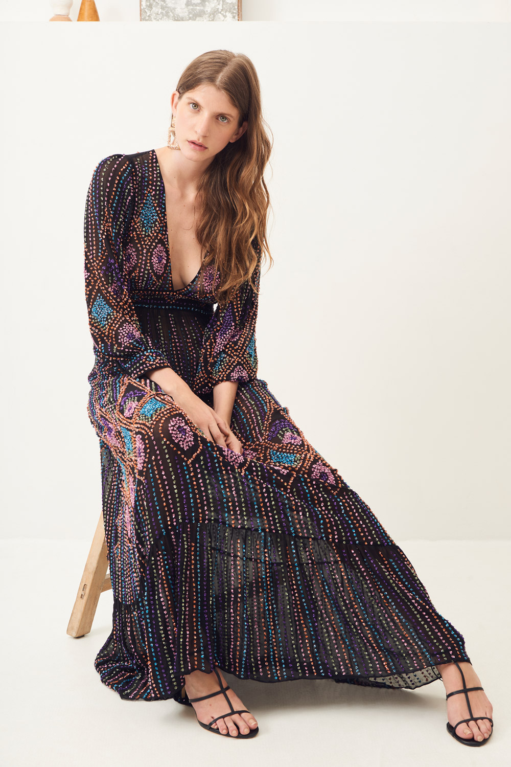 embroidered maxi dresses with sleeves