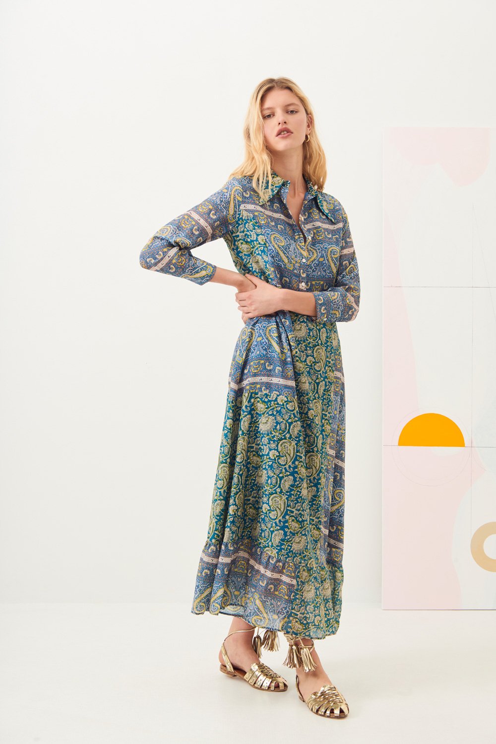 Robe chemise longue soie Kheti - Antik Batik (photo) Robe chemise longue soie Kheti - Antik Batik (photo)