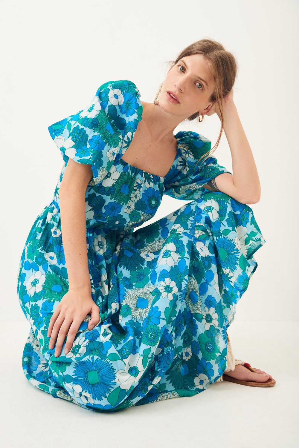 Robe longue dos nu Lorette - Bleu - Antik Batik (photo) Robe longue dos nu Lorette - Bleu - Antik Batik (photo)