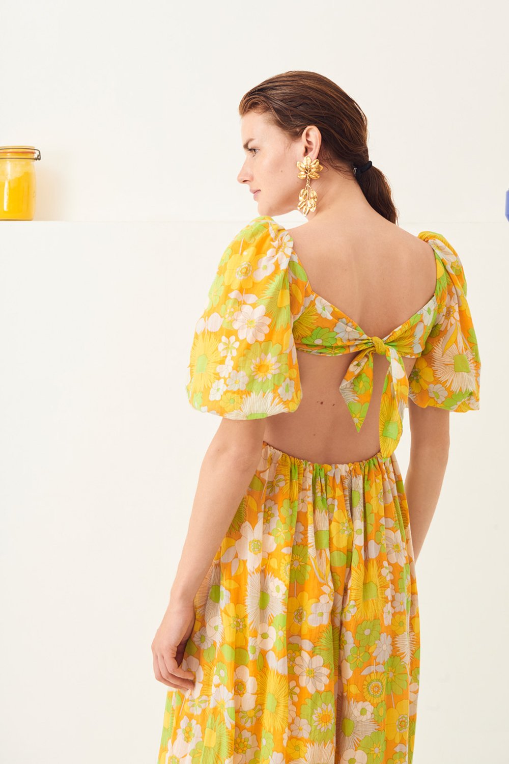 Robe longue dos nu Lorette - Jaune - Antik Batik (photo) Robe longue dos nu Lorette - Jaune - Antik Batik (photo)