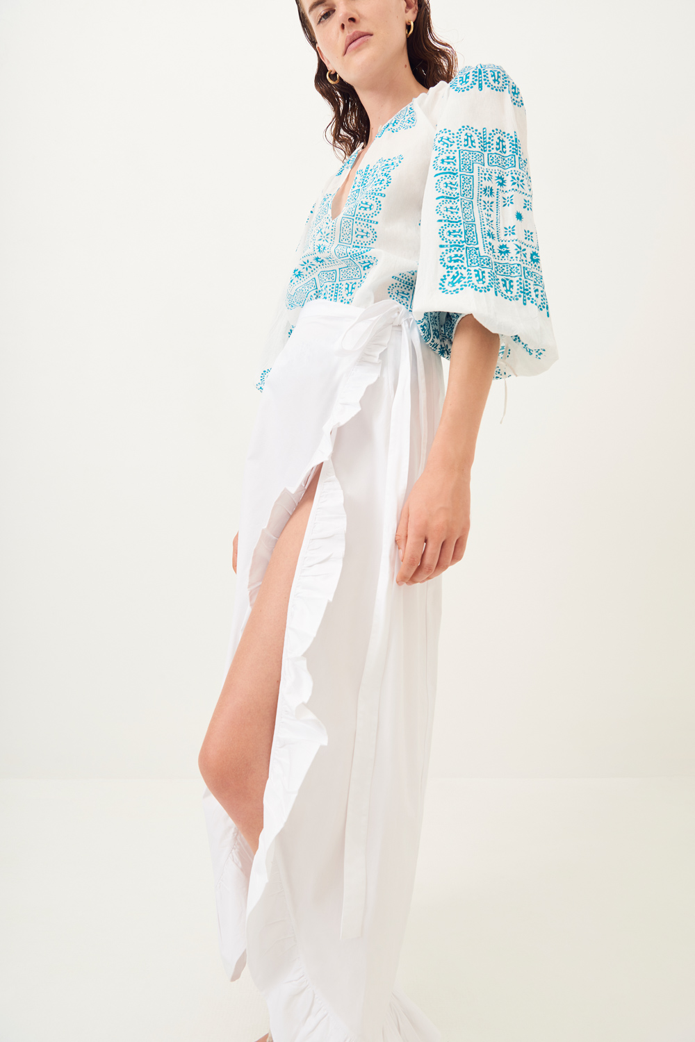 Jupe longue fendue Popy - Blanc - Antik Batik (photo) Jupe longue fendue Popy - Blanc - Antik Batik (photo)
