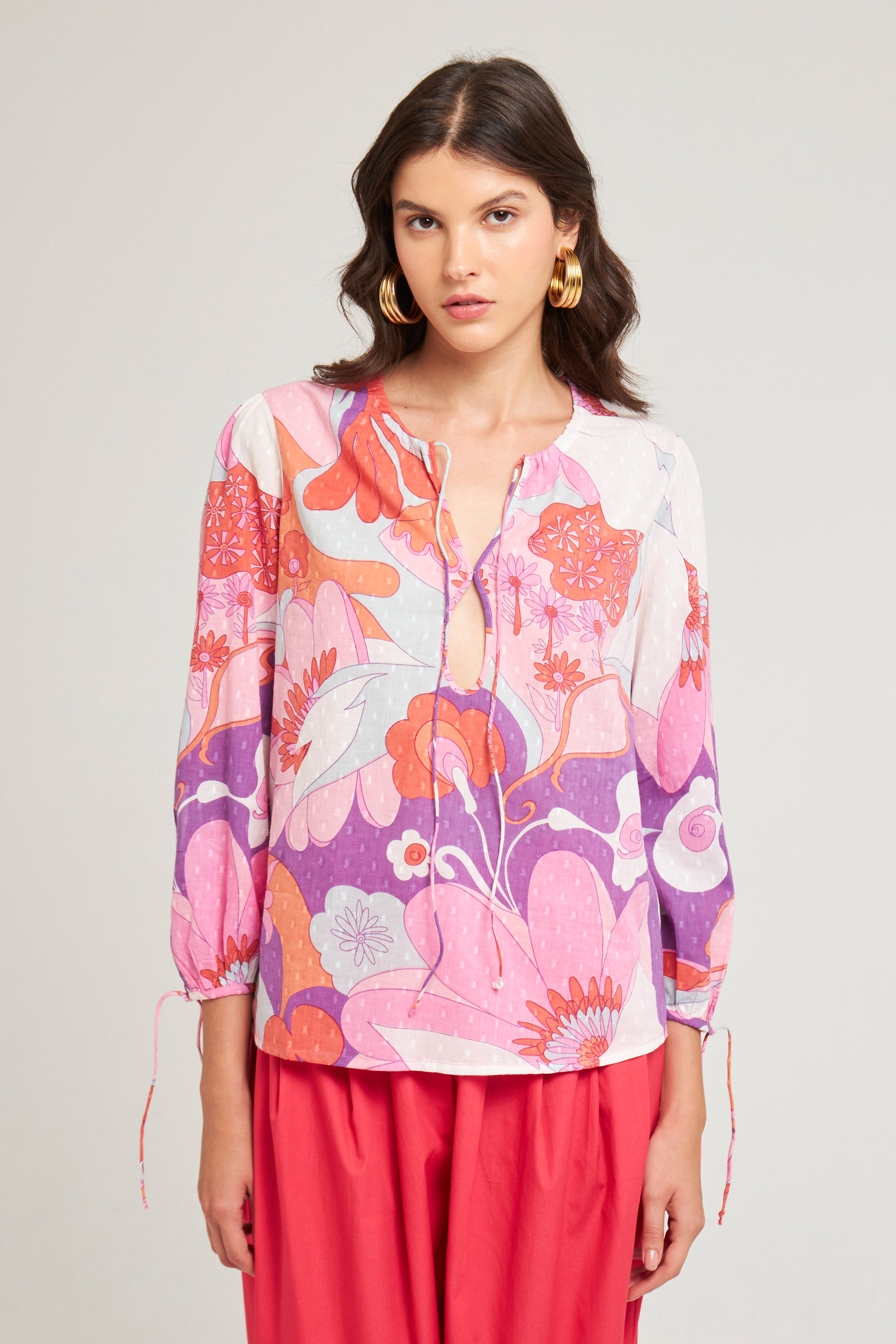 Plumetis blouse with vintage maxi print | ANTIK BATIK