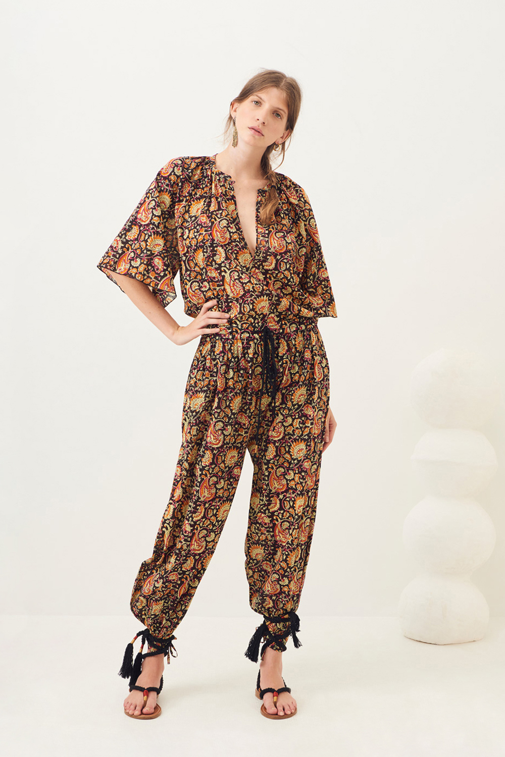 Pantalon sarouel imprimé Chérie - Noir - Antik Batik (photo) Pantalon sarouel imprimé Chérie - Noir - Antik Batik (photo)