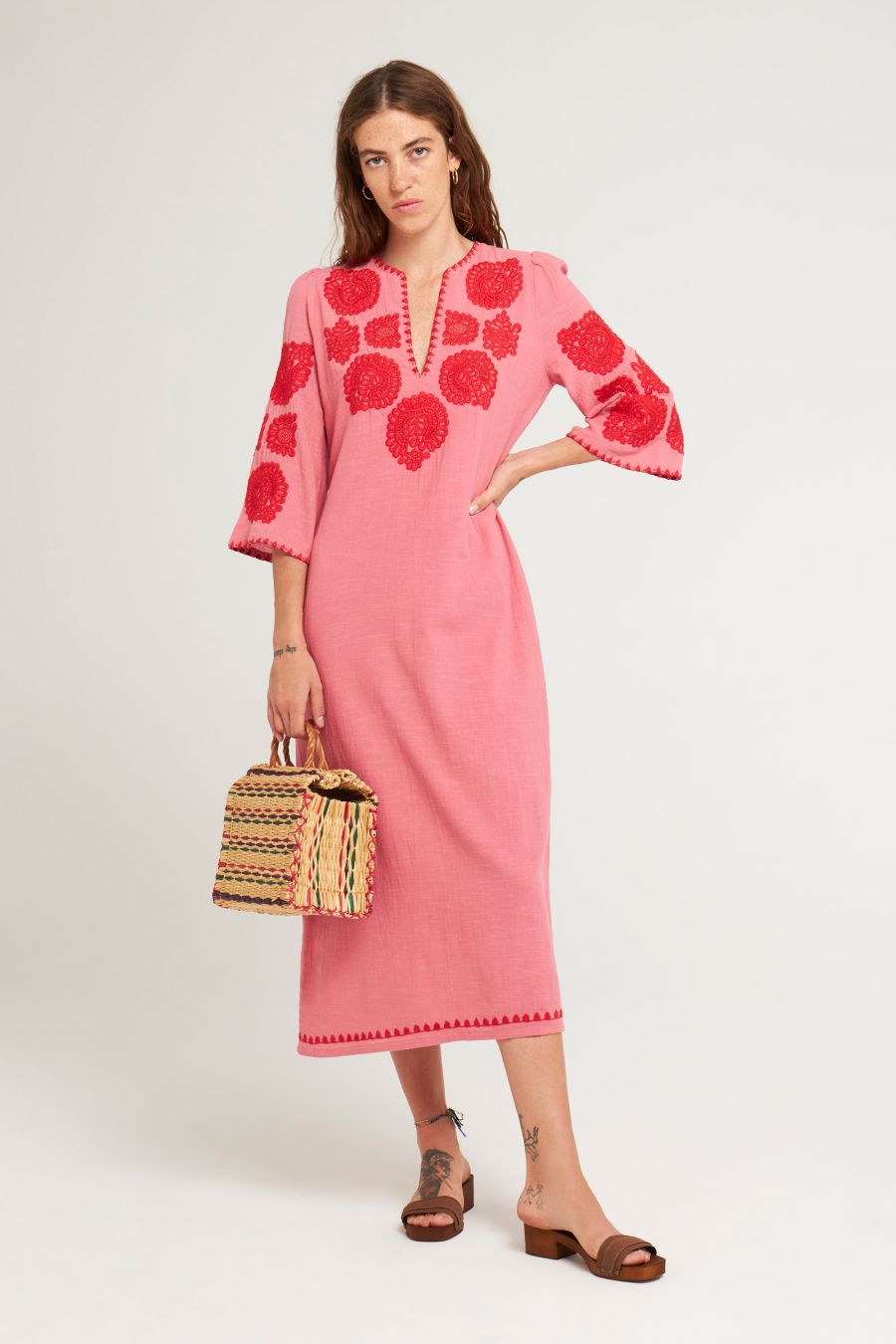 Antikbatik Tiki embroidered maxi dress