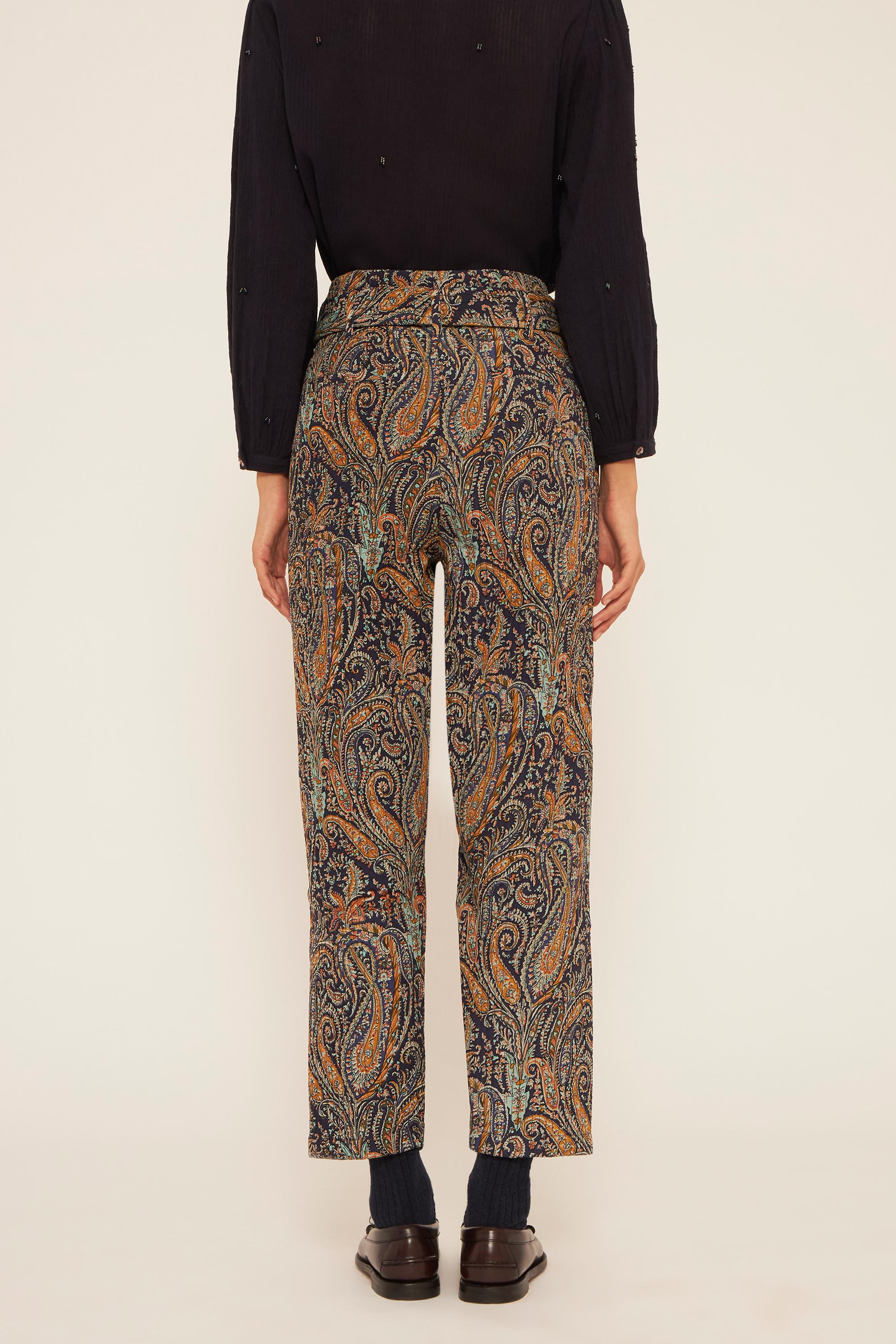 Viscose straight-legged quilted trousers | Paisley print | ANTIK BATIK