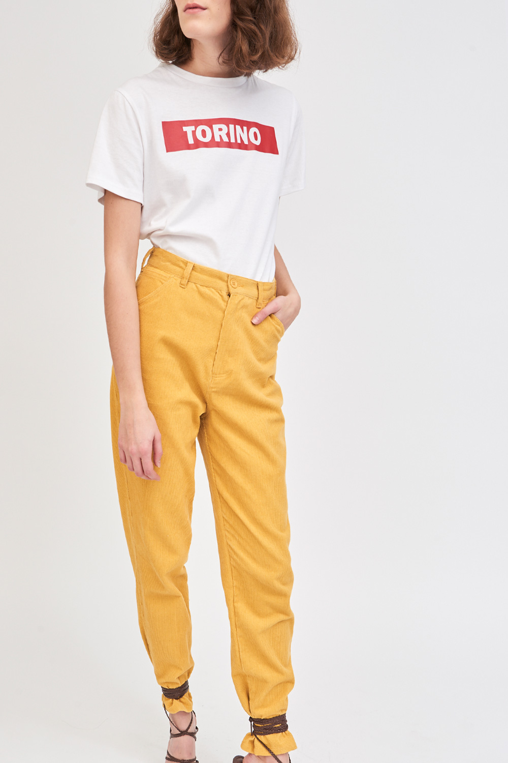 corduroy pants yellow