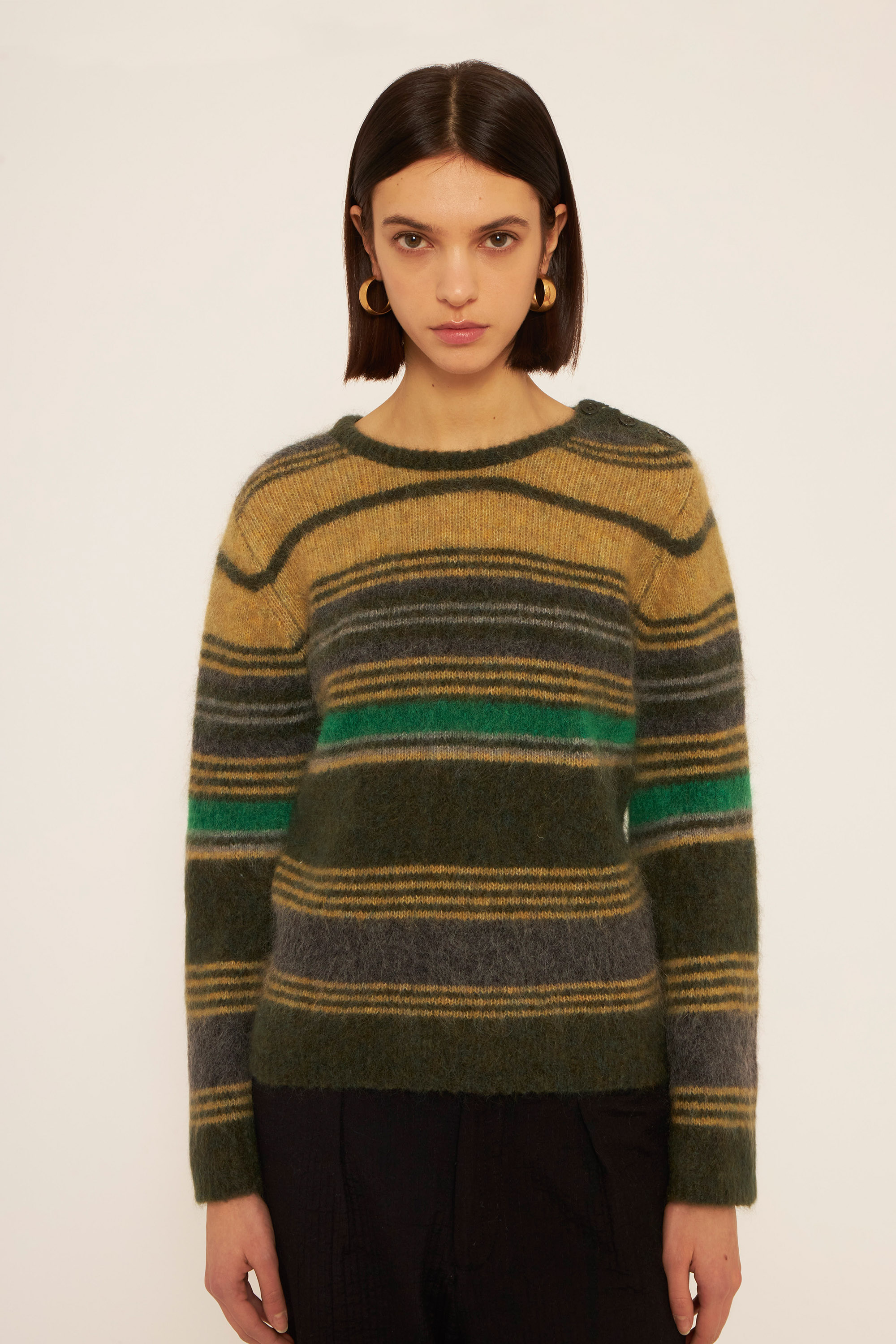 Green striped jumper | Mohair wool jumper | ANTIK BATIK