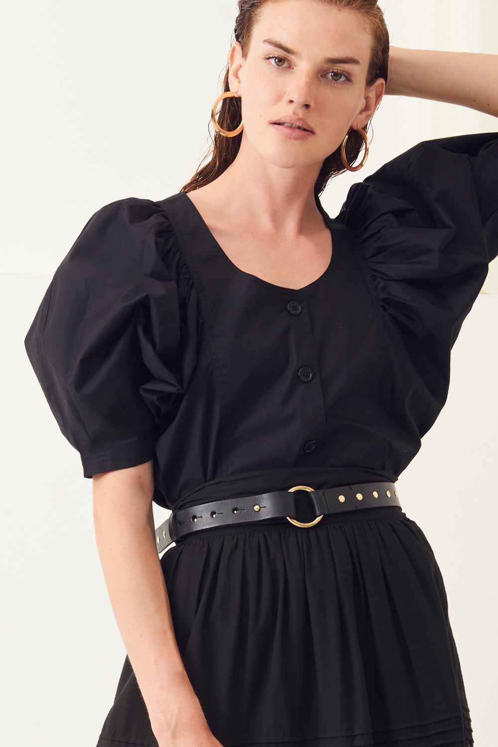 Blouse manches bouffantes Popy - Noir - Antik Batik (photo) Blouse manches bouffantes Popy - Noir - Antik Batik (photo)