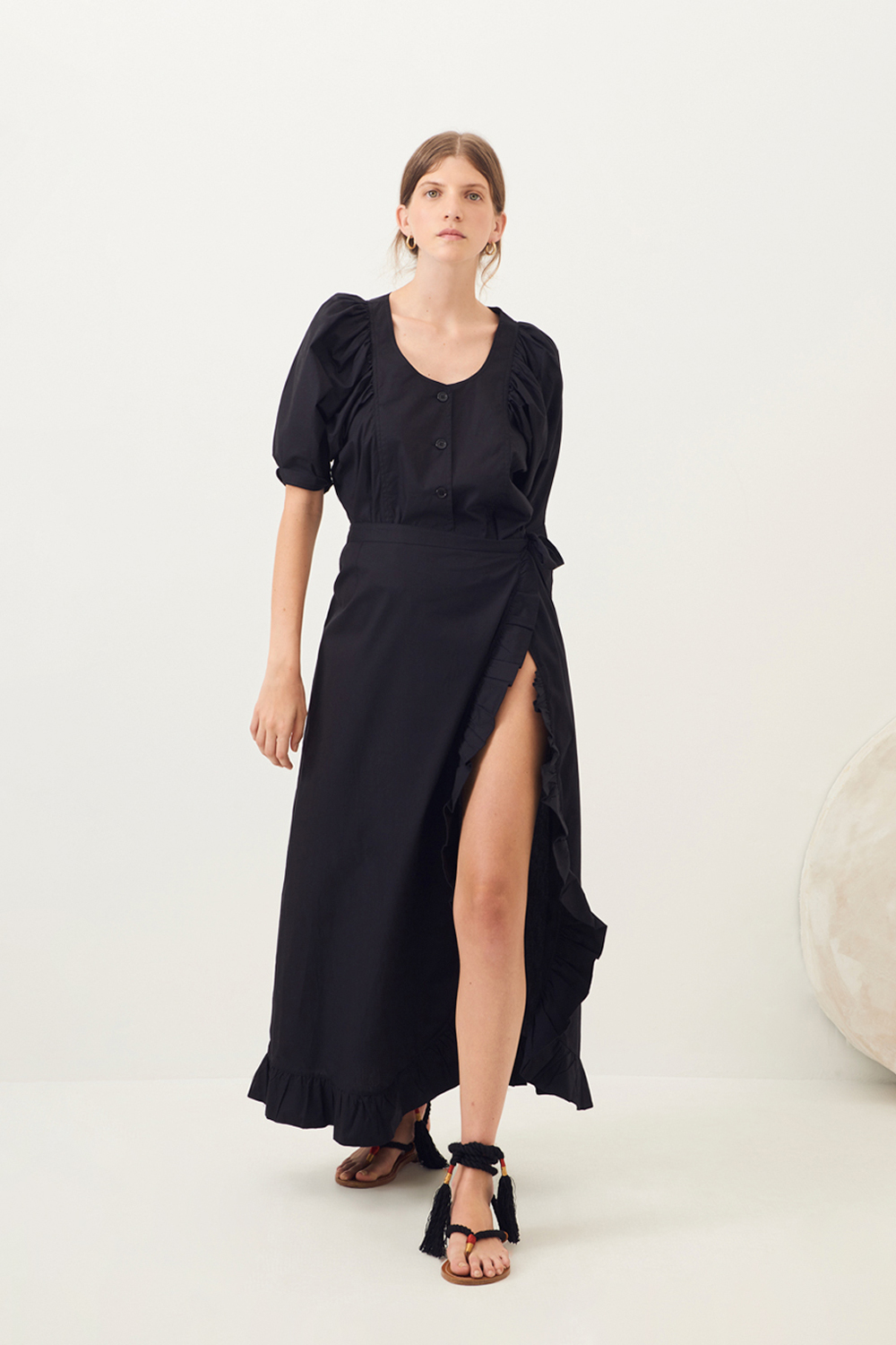 Jupe longue fendue Popy - Noir - Antik Batik (photo) Jupe longue fendue Popy - Noir - Antik Batik (photo)