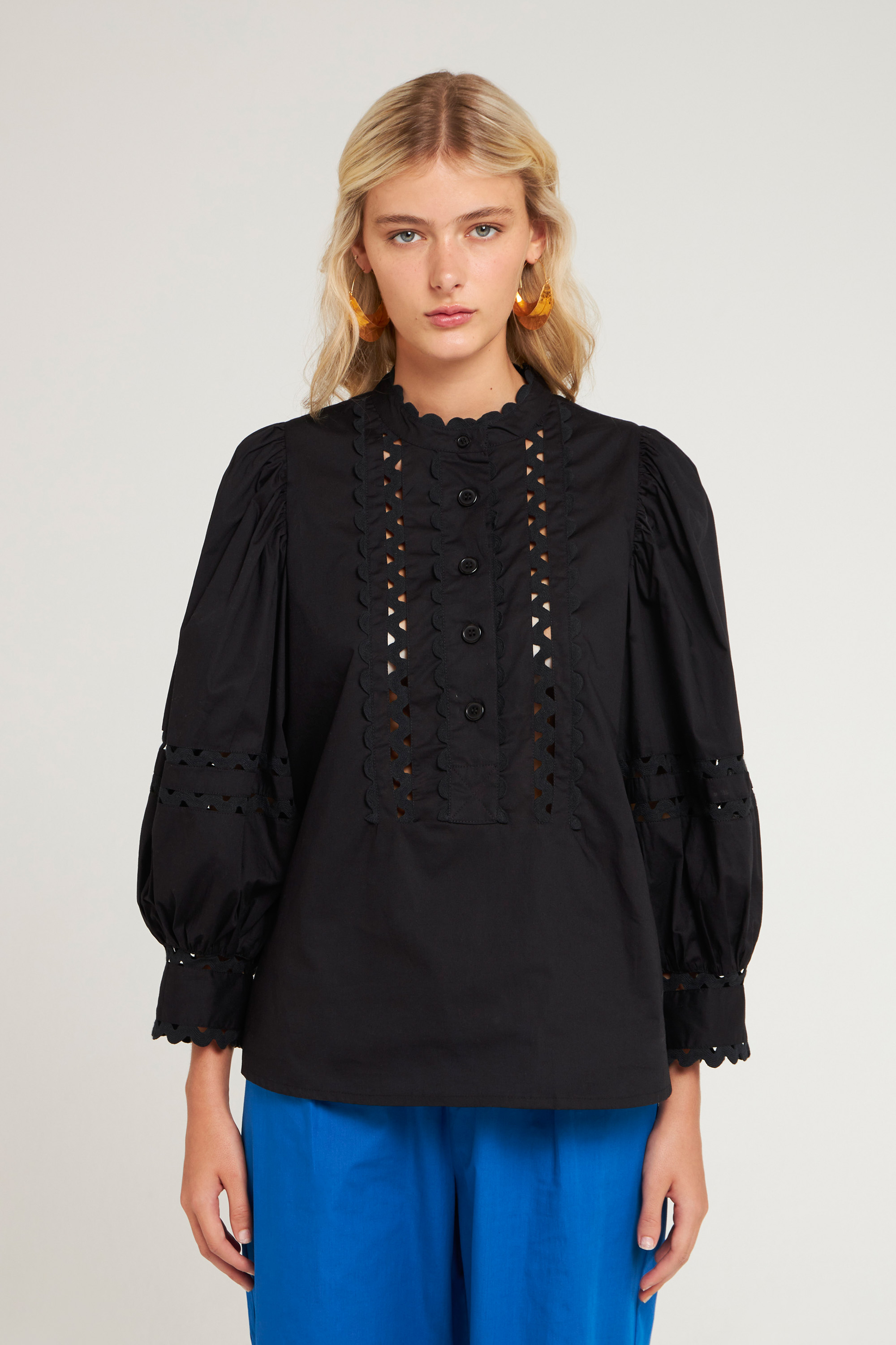 Black Victorian-inspired blouse | Black cotton poplin blouse| ANTIK BATIK