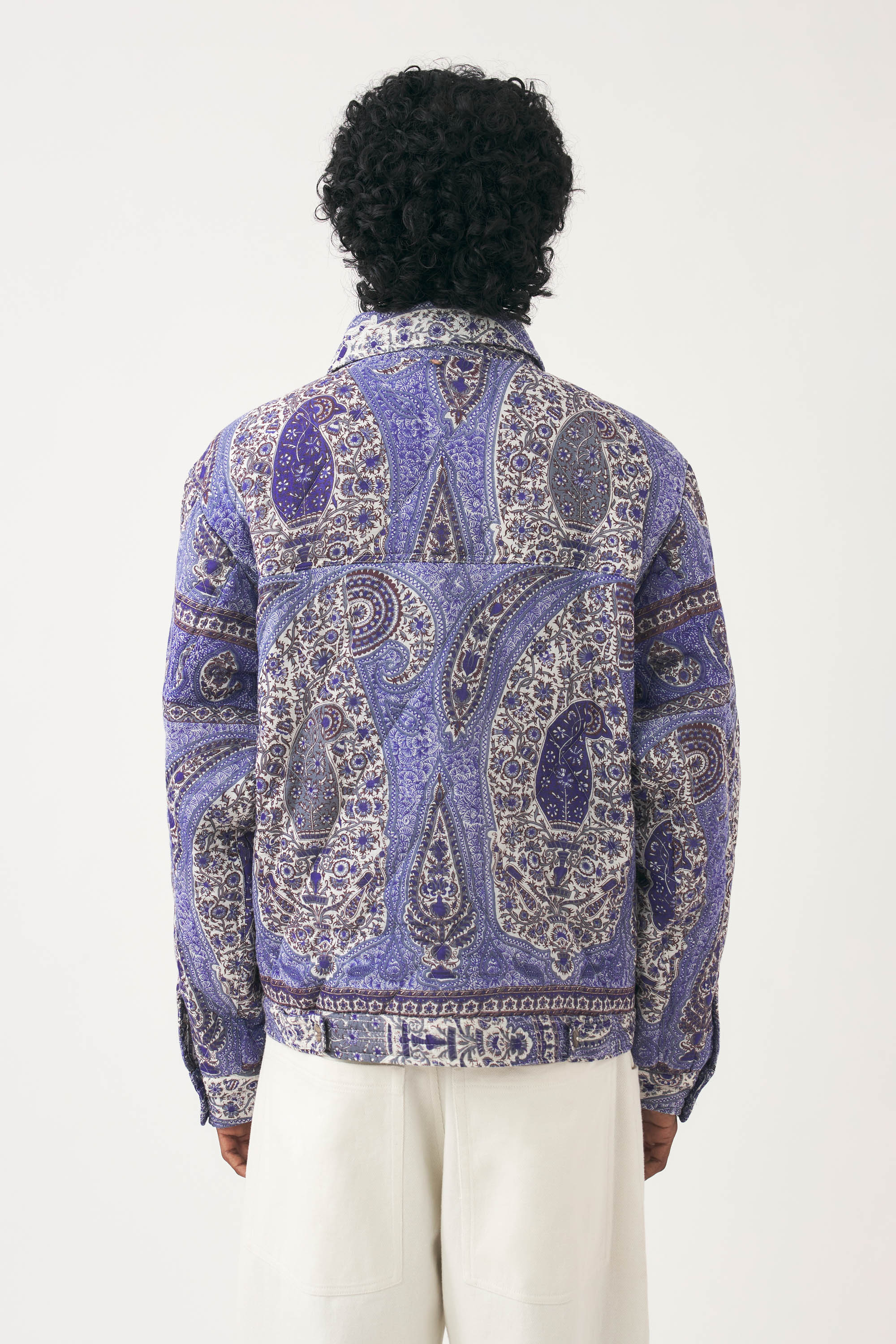 Blue quilted jacket with paisley design print | Print jacket | ANTIK BATIK