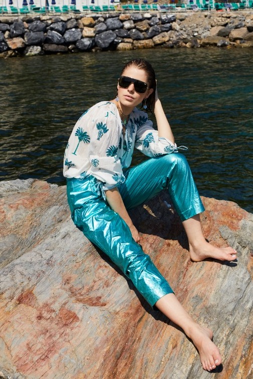 PALMY BLOUSE BLUE - LUMI PANTS BLUE